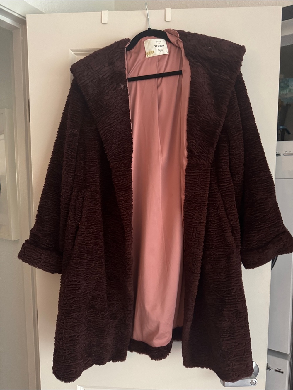 Women’s Faux Fur Hooded Coat in Maroon